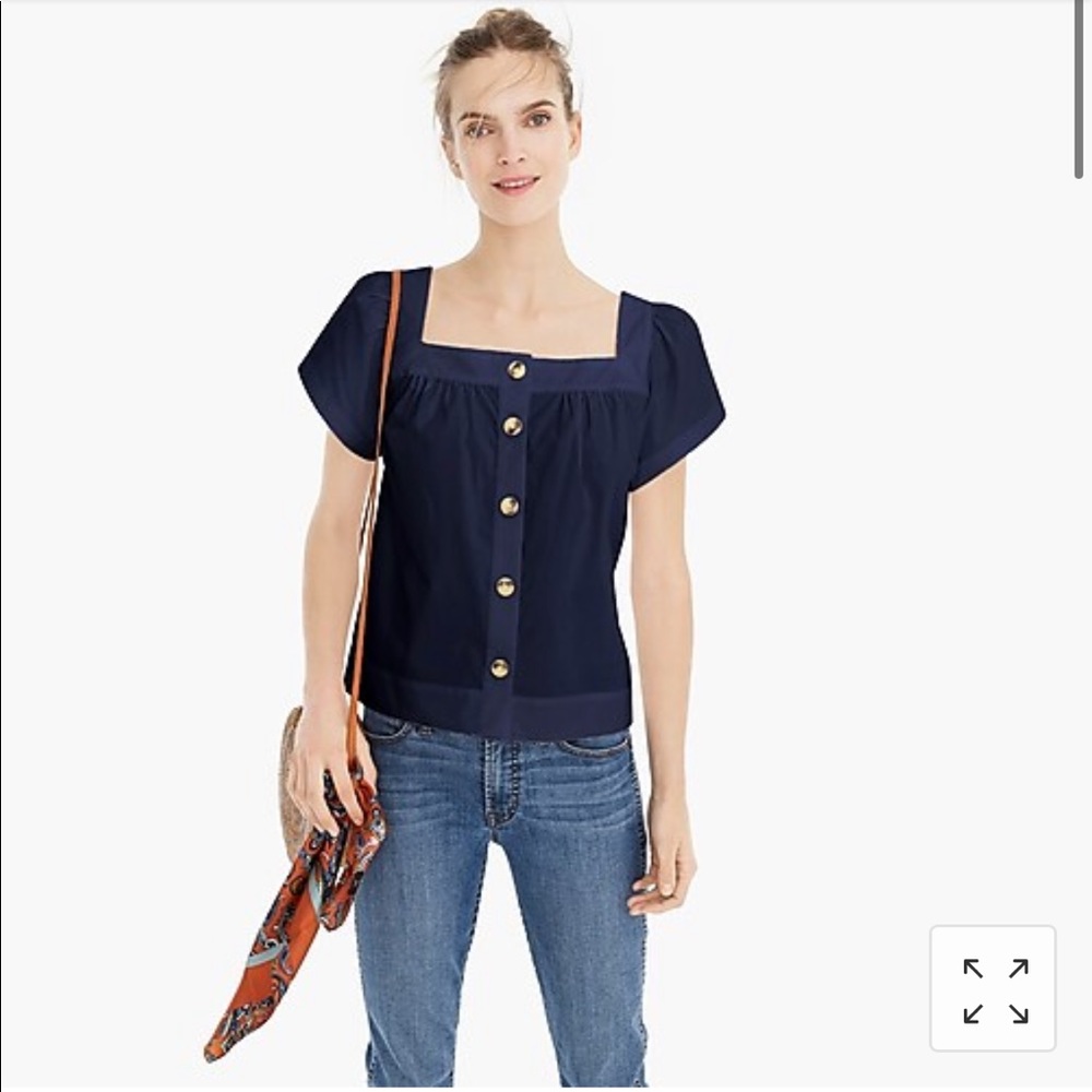 Point Sur Button-Front, Square-Neck Top S, NWT